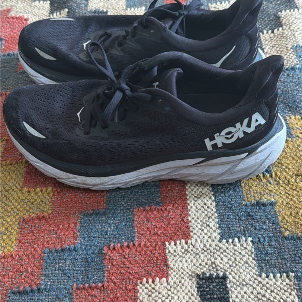Hoka Black and White Athletic Shoes